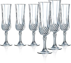 Eclat Crystal Long Champ 220 ml Champagne Glass Flute(Transparent) Set of 6 - Buy Online from Cherakulam Vessels & Crockery
