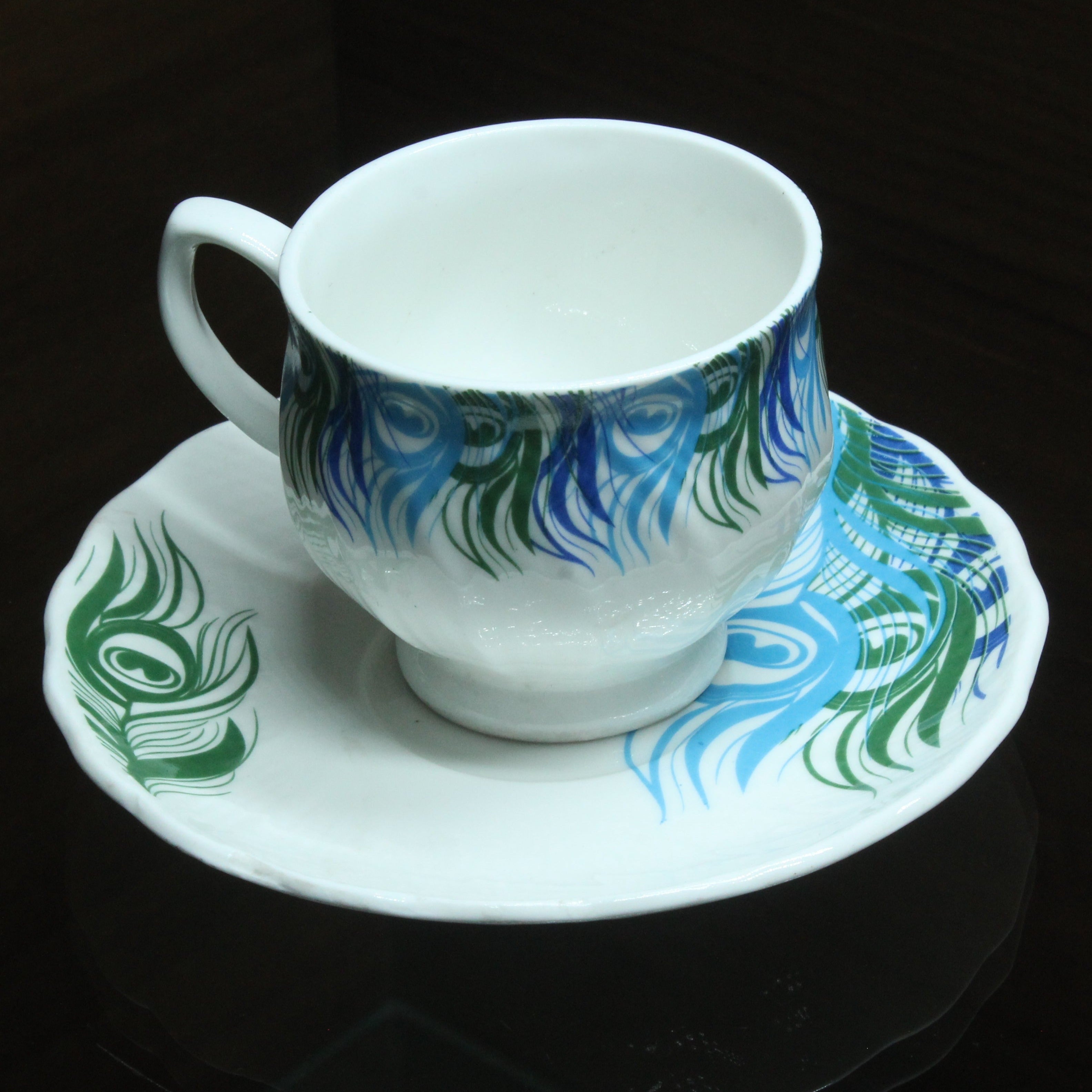White Craft Cup And Saucer, Set Of 6 Nos - Buy Online from Cherakulam Vessels & Crockery