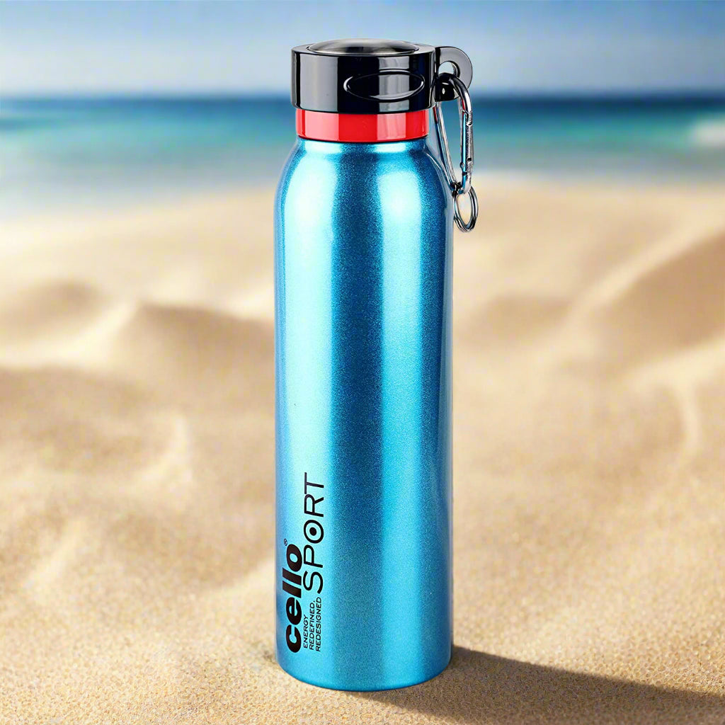Cello Beatle Blue Stainless Steel Double Walled Bottle, 550 ml - Buy Online from Cherakulam Vessels & Crockery