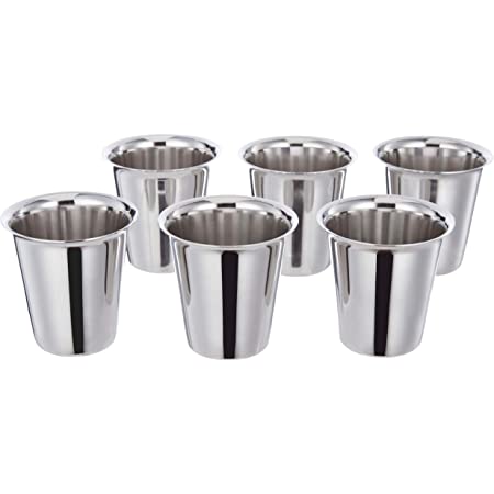 Stainless Steel Glass, Set of 6 - Premium Stainless Steel from Cherakulam Vessels & Crockery - Just Rs. 540! Shop now at Cherakulam Vessels & Crockery