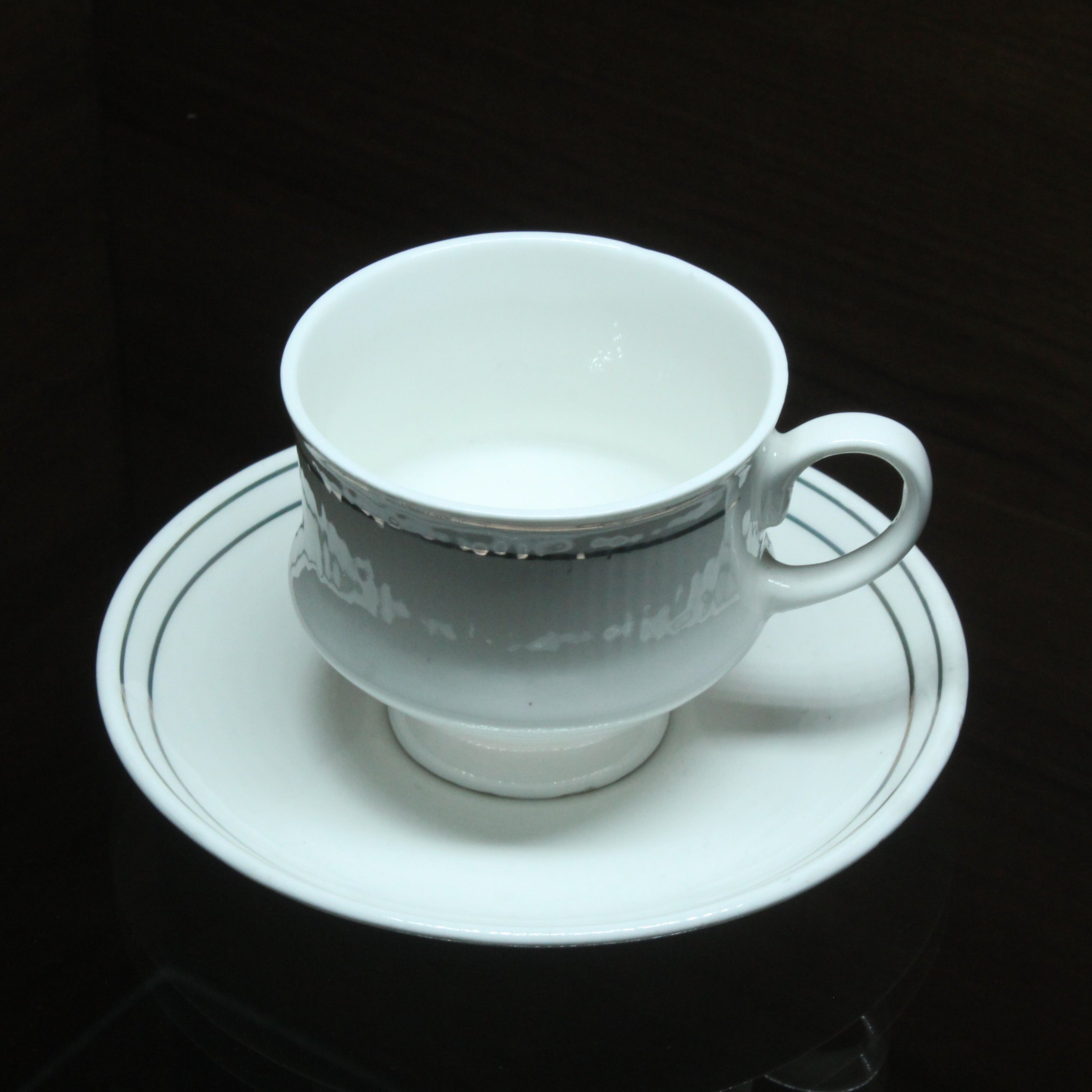 White Craft Cup And Saucer, Set of 6 Nos - Buy Online from Cherakulam Vessels & Crockery