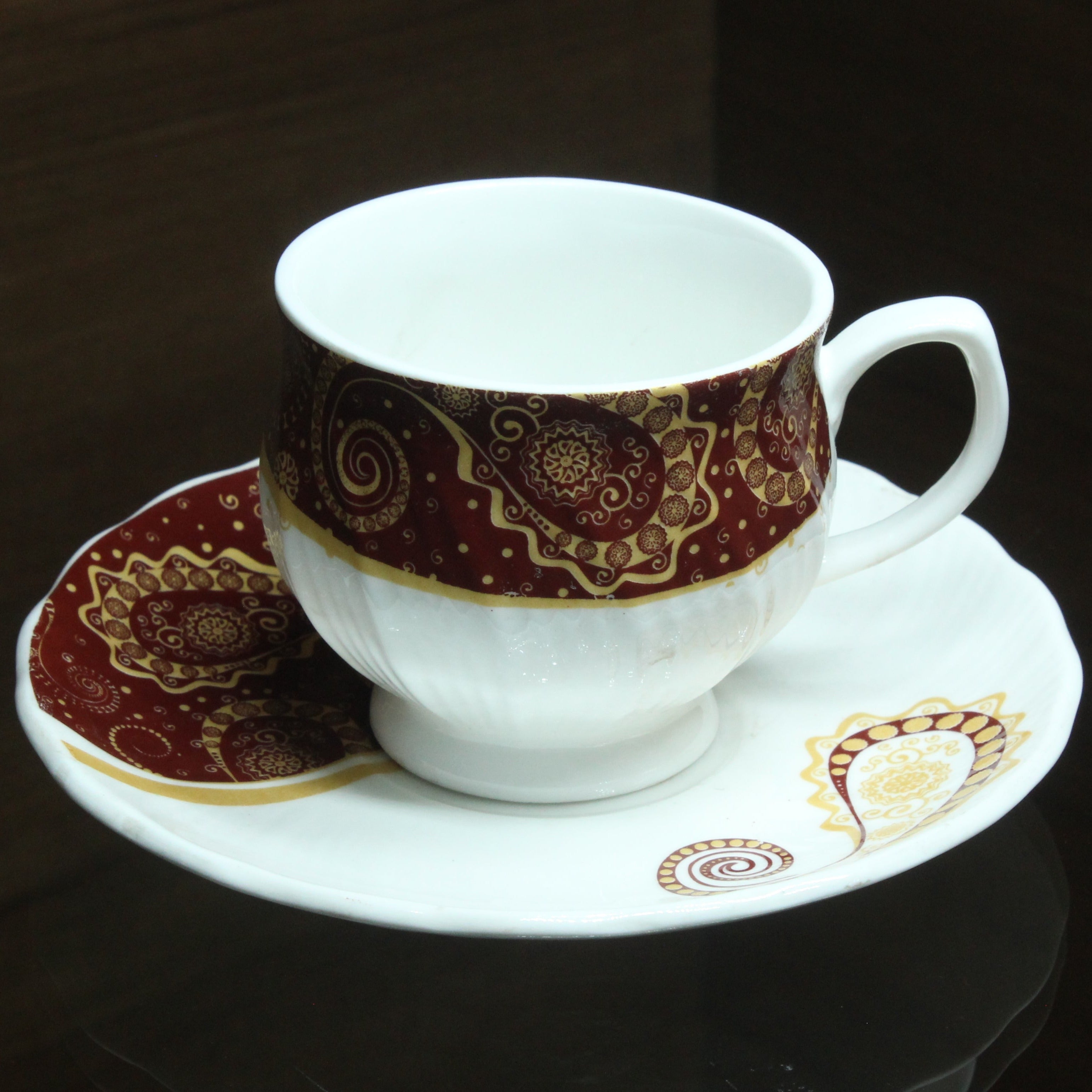 White Craft Cup And Saucer, Set Of 6 Nos - Buy Online from Cherakulam Vessels & Crockery