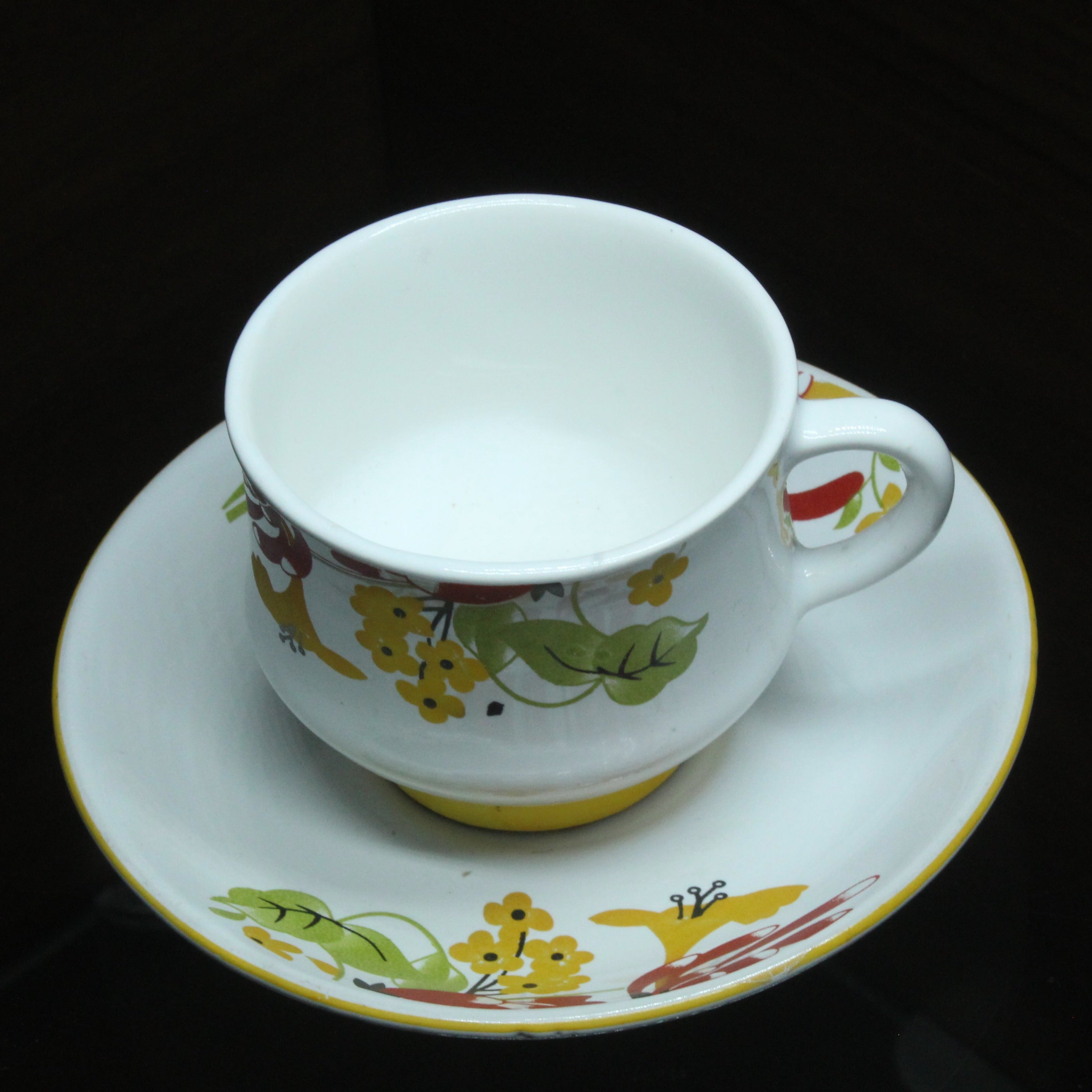 White Craft Cup And Saucer, Set Of 6 Nos - Buy Online from Cherakulam Vessels & Crockery
