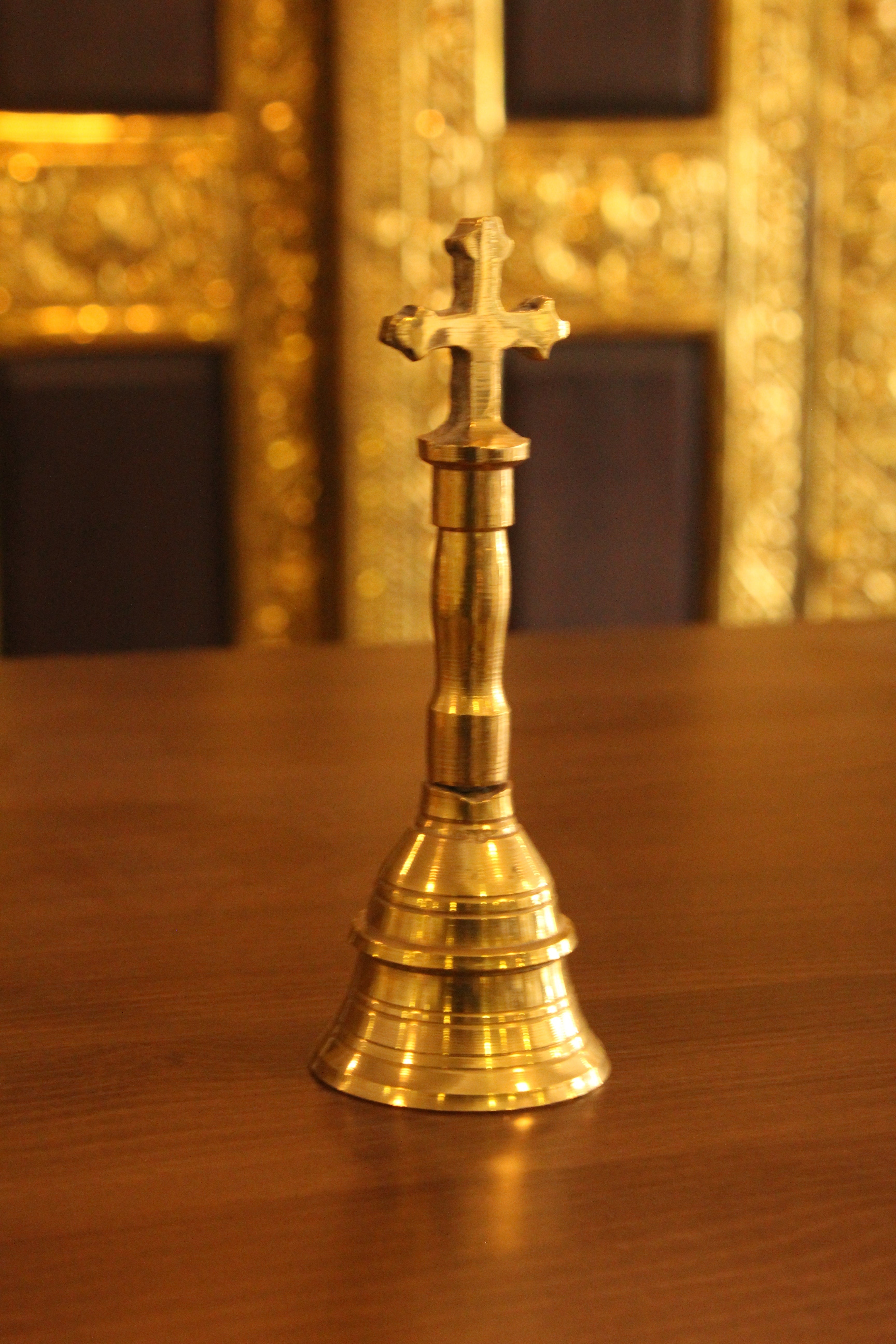 Cross Bell with Handle, 6 inches - Premium Brass from Cherakulam Vessels & Crockery - Just Rs. 216! Shop now at Cherakulam Vessels & Crockery
